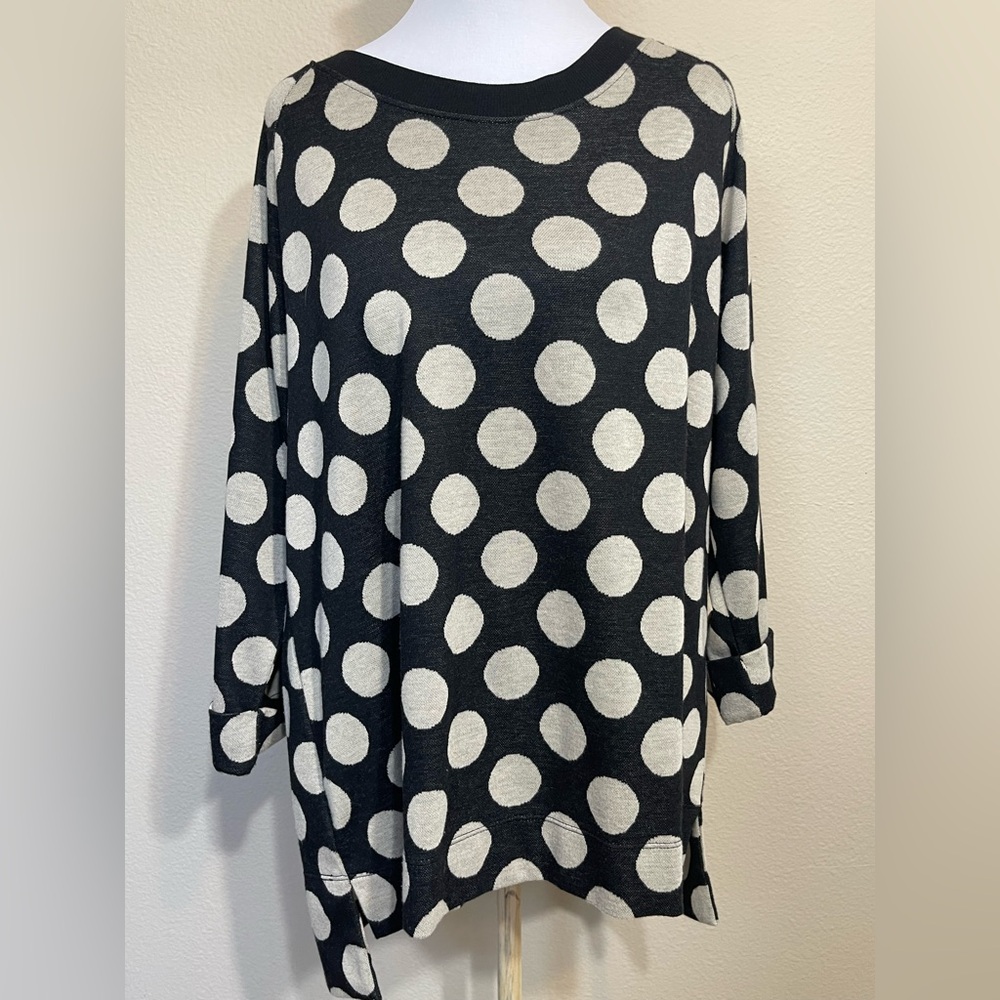 Coldwater Creek Black and Cream Polka Dot Top women’s large 14